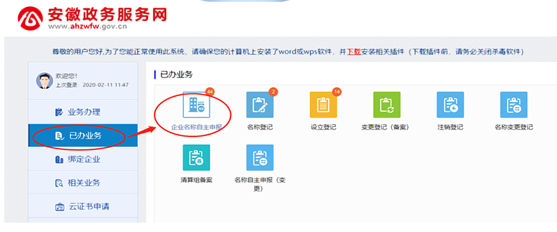 企业名称自主申报
